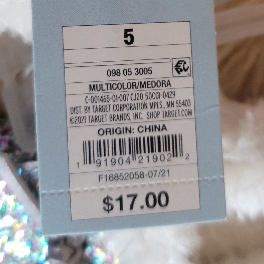 Cat And Jack Rainbow Glitter Sherpa Lined Slippers Girls Small Size 5 NWT - Picture 11 of 11